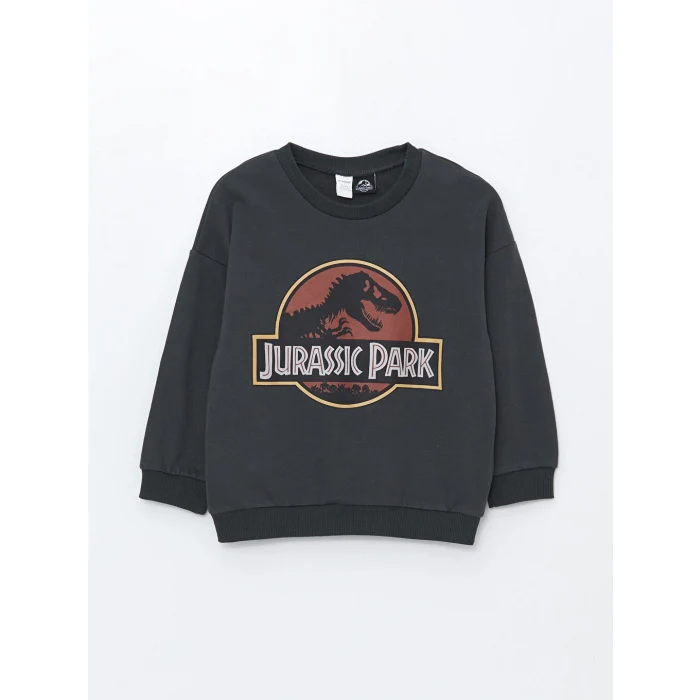 LCW Kids Antrasit Bisiklet Yaka Jurassic Park Baskılı Erkek Çocuk Eşofman Takım