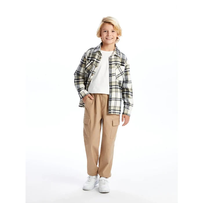 LCW Kids Bej Beli Lastikli Erkek Çocuk Kargo Jogger Pantolon