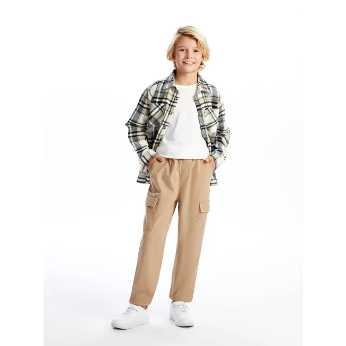 LCW Kids Bej Beli Lastikli Erkek Çocuk Kargo Jogger Pantolon