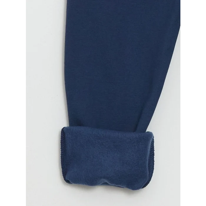 LCW Kids Bej Bisiklet Yaka Baskılı Erkek Bebek Sweatshirt ve Eşofman Alt 2li Takım