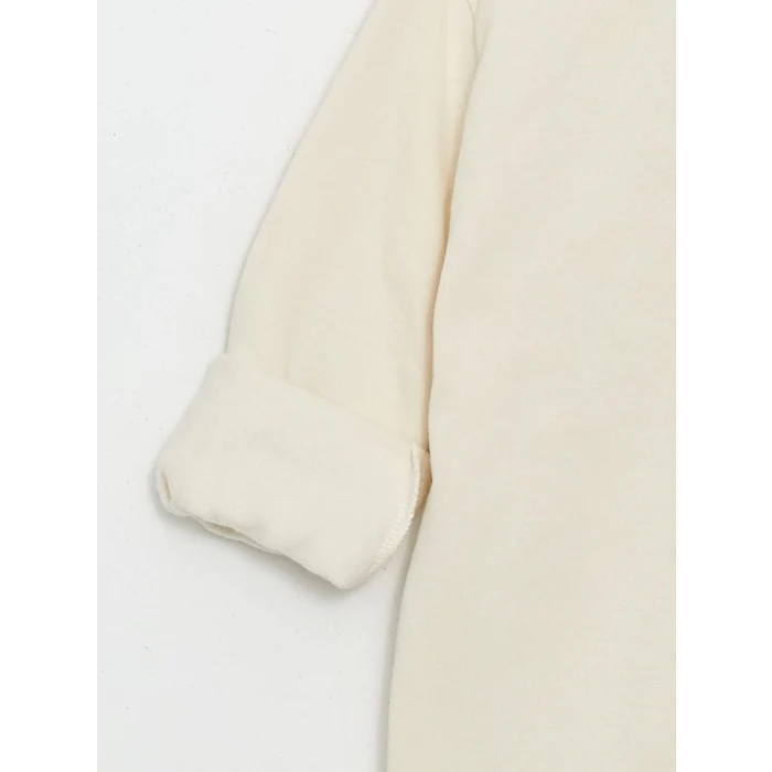 LCW Kids Bej Bisiklet Yaka Baskılı Erkek Bebek Sweatshirt ve Eşofman Alt 2li Takım