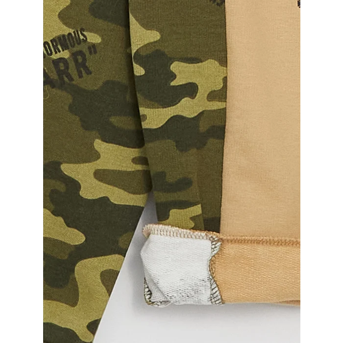 LCW Kids Bej Bisiklet Yaka Baskılı Uzun Kollu Erkek Çocuk Sweatshirt