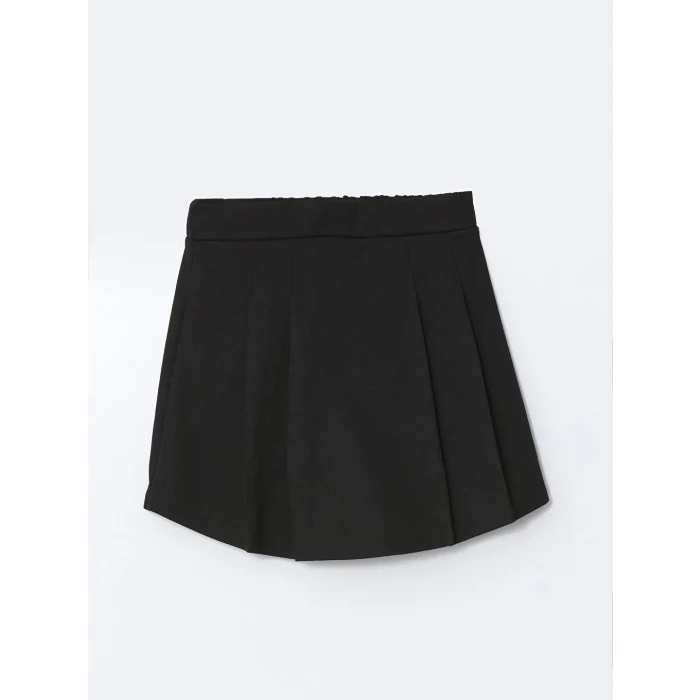 LCW Kids Bej Bisiklet Yaka Kız Çocuk Tişört ve Şort Etek