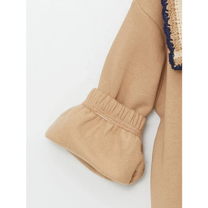 LCW Kids Bej Bisiklet Yaka Uzun Kollu Baskılı Kız Çocuk Sweatshirt ve Tayt 2li Takım