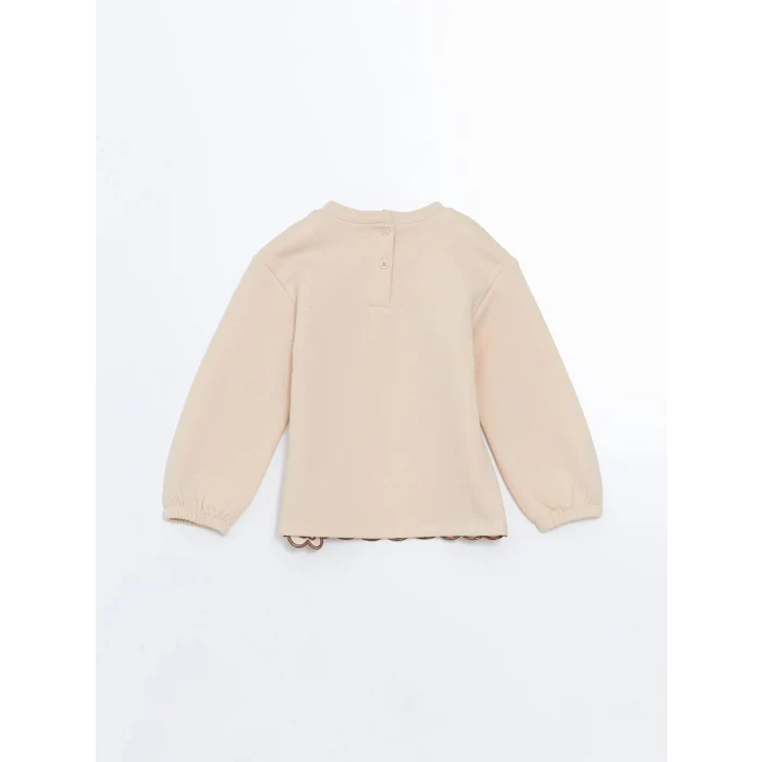 LCW Kids Bej Çiçekli Kız Çocuk Sweatshirt ve Tayt 2li