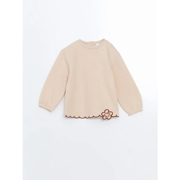 LCW Kids Bej Çiçekli Kız Çocuk Sweatshirt ve Tayt 2li