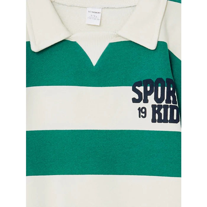 LCW Kids Bej Çizgili Erkek Çocuk Sweatshirt ve Pantolon 2li