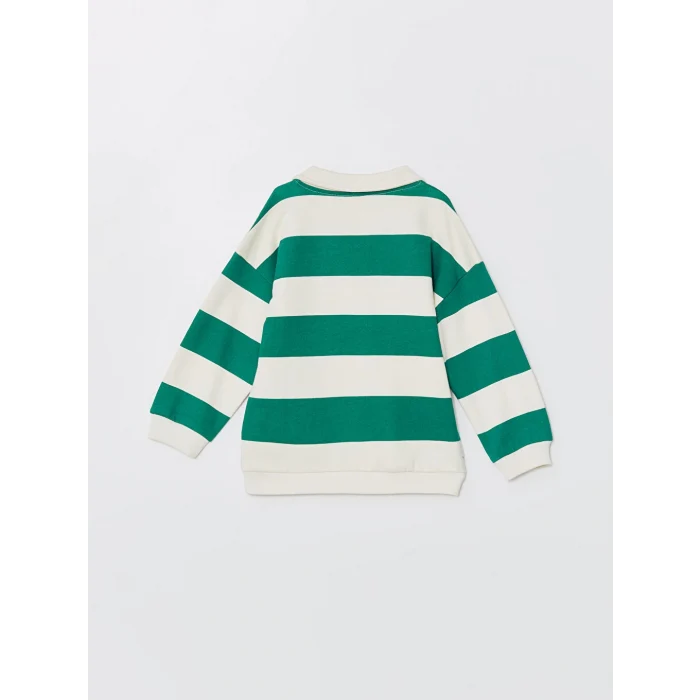 LCW Kids Bej Çizgili Erkek Çocuk Sweatshirt ve Pantolon 2li