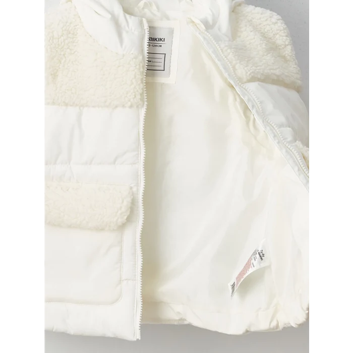 LCW Kids Bej Kapüşonlu Kız Çocuk Şişme Yelek