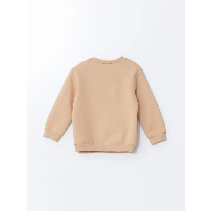 LCW Kids Bej Kedi Baskılı Kız Bebek Sweatshirt ve Eşofman Alt 2li