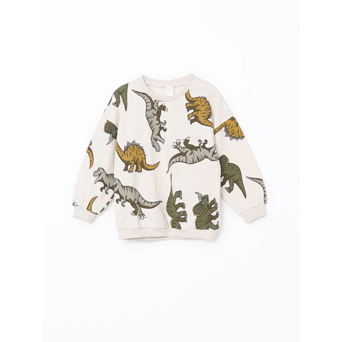 LCW Kids Beyaz Bisiklet Yaka Erkek Çocuk Sweatshirt ve Eşofman Alt 2li