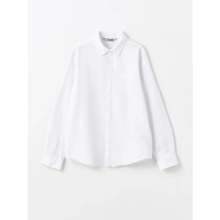 LCW Kids Beyaz Uzun Kollu Dokulu Erkek Çocuk Gömlek