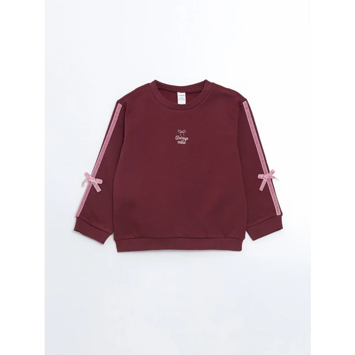 LCW Kids Bordo Bisiklet Yaka Baskılı Kız Çocuk Eşofman Takım