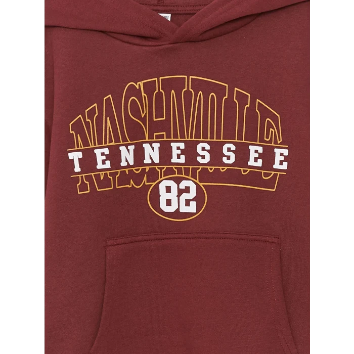 LCW Kids Bordo Kapüşonlu Erkek Çocuk Kalın Sweatshirt