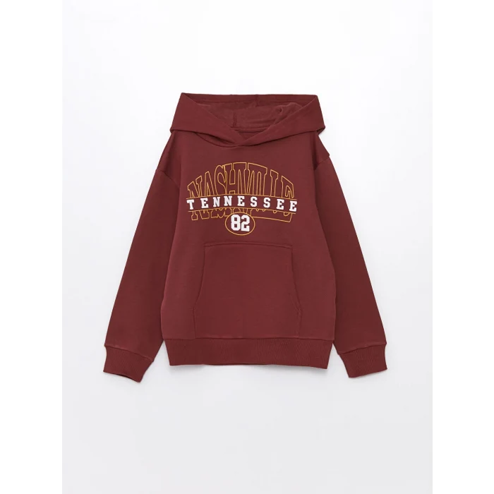 LCW Kids Bordo Kapüşonlu Erkek Çocuk Kalın Sweatshirt