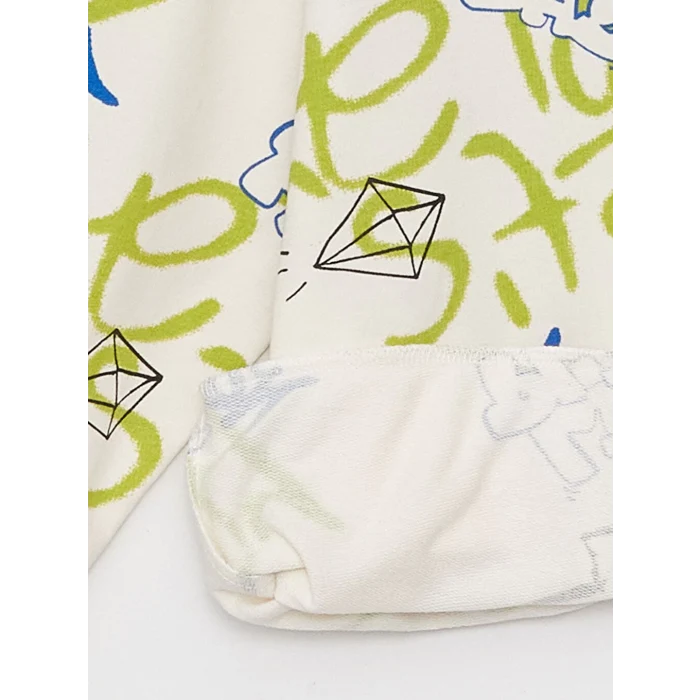 LCW Kids Ekru Baskılı Uzun Kollu Erkek Çocuk Hoodie