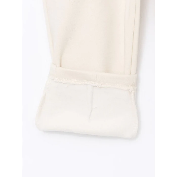 LCW Kids Ekru Bisiklet Yaka Baskılı Kız Çocuk Sweatshirt ve Eşofman Alt 2li Takım