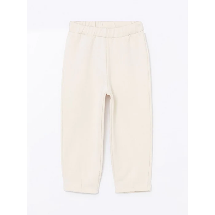 LCW Kids Ekru Bisiklet Yaka Baskılı Kız Çocuk Sweatshirt ve Eşofman Alt 2li Takım