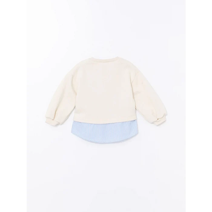 LCW Kids Ekru Bisiklet Yaka Baskılı Kız Çocuk Sweatshirt ve Eşofman Alt 2li Takım