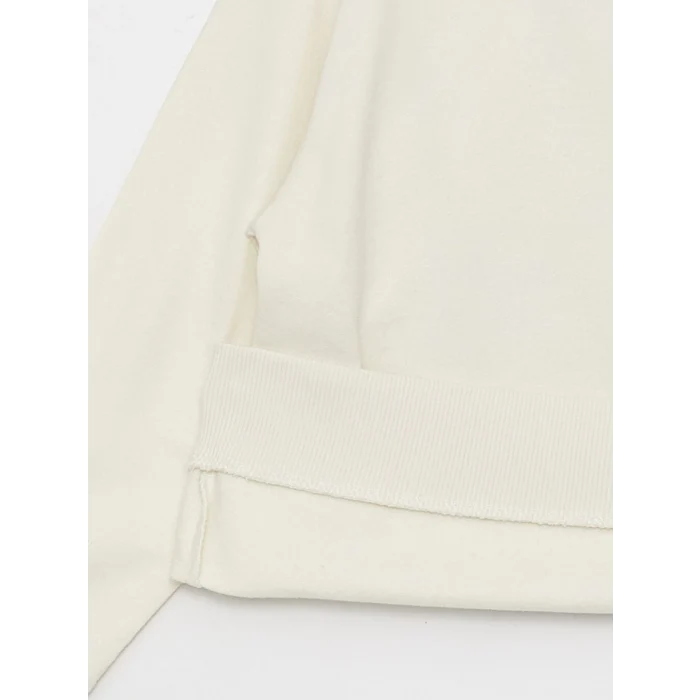 LCW Kids Ekru Bisiklet Yaka Baskılı Uzun Kollu Erkek Çocuk Sweatshirt