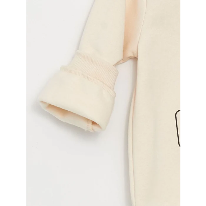 LCW Kids Ekru Bisiklet Yaka Çiçekli Kız Çocuk Sweatshirt ve Pantolon 2li Takım