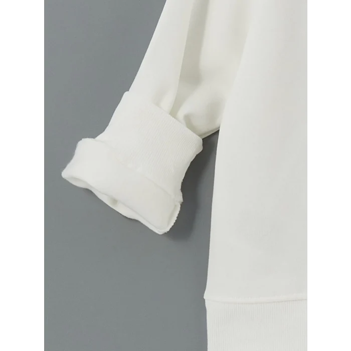 LCW Kids Ekru Bisiklet Yaka Kız Çocuk Sweatshirt