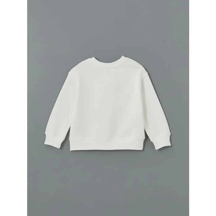 LCW Kids Ekru Bisiklet Yaka Kız Çocuk Sweatshirt