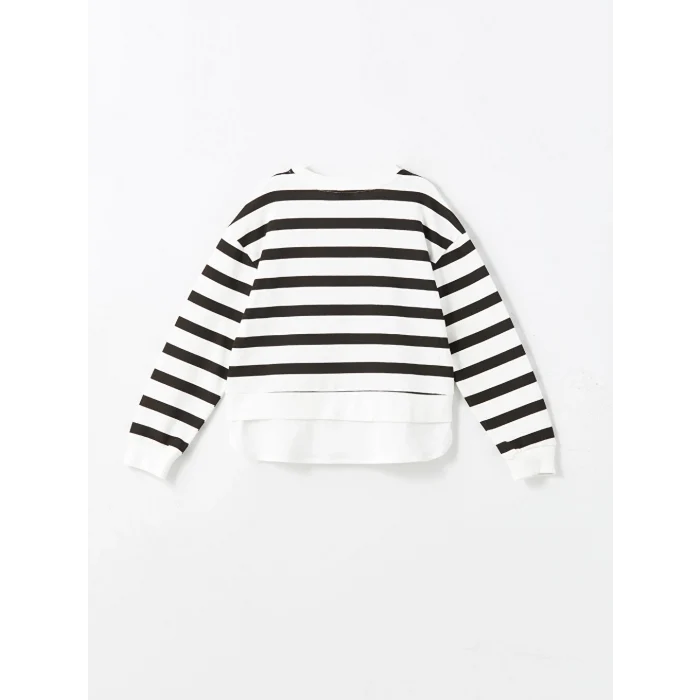 LCW Kids Ekru Bisiklet Yaka Kız Çocuk Sweatshirt ve Eşofman Altı