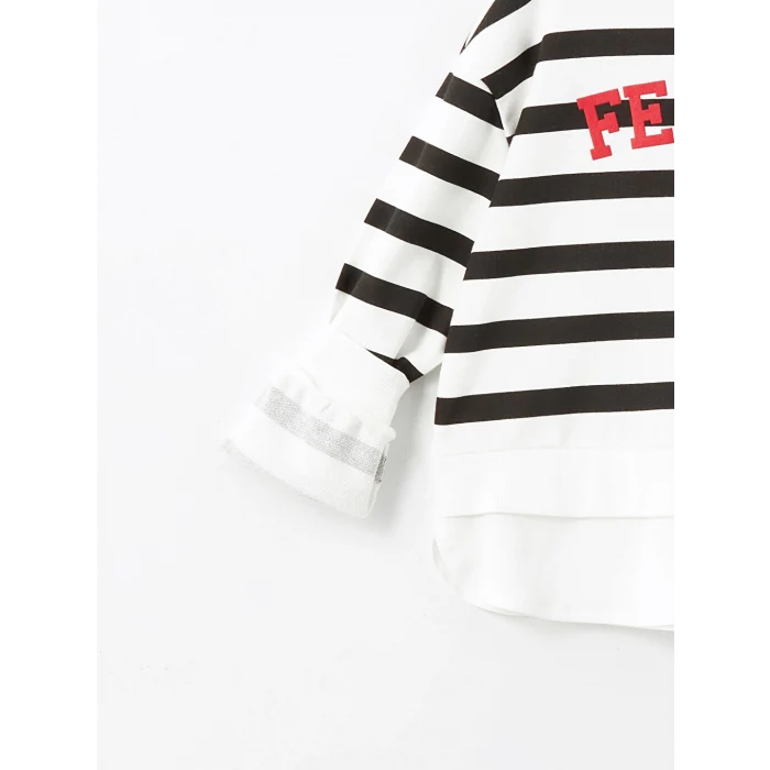 LCW Kids Ekru Bisiklet Yaka Kız Çocuk Sweatshirt ve Eşofman Altı