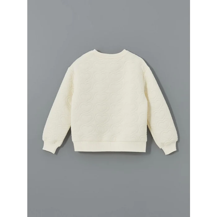 LCW Kids Ekru Bisiklet Yaka Kız Çocuk Sweatshirt ve Tayt