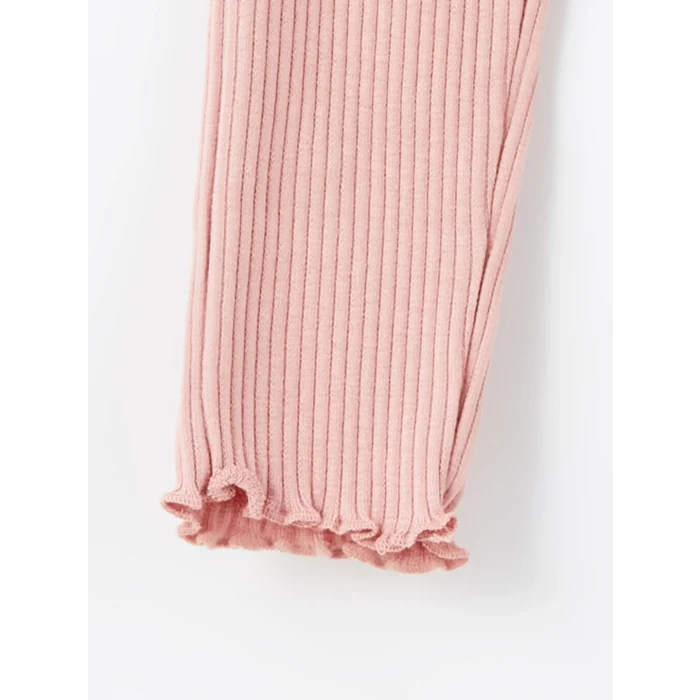 LCW Kids Ekru Bisiklet Yaka Uzun Kollu Baskılı Kız Bebek Sweatshirt ve Tayt 2li