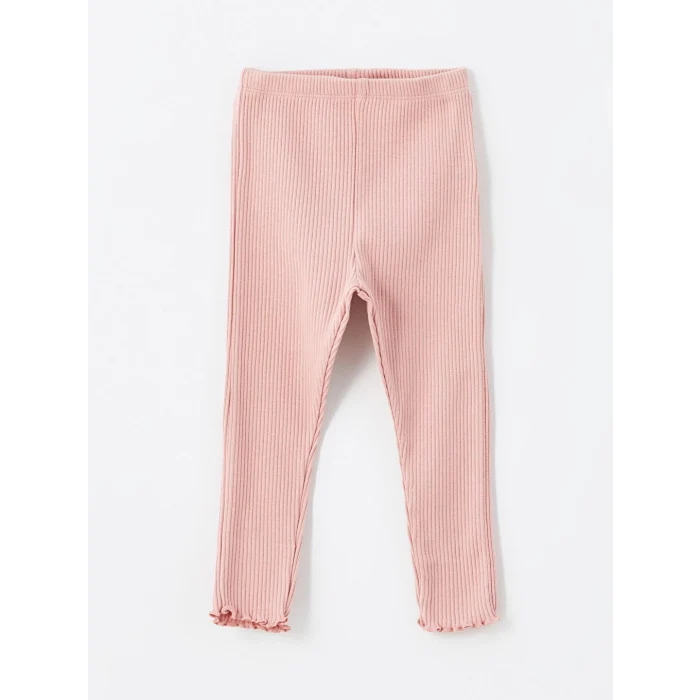 LCW Kids Ekru Bisiklet Yaka Uzun Kollu Baskılı Kız Bebek Sweatshirt ve Tayt 2li