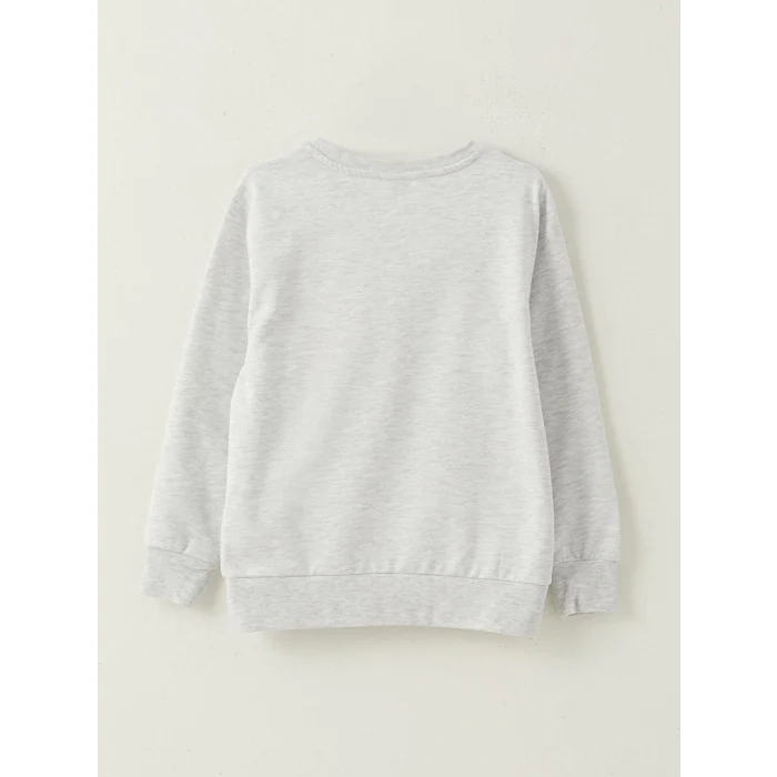 LCW Kids Gri Bisiklet Yaka Baskılı Uzun Kollu Erkek Çocuk Sweatshirt