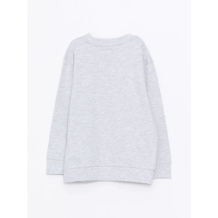LCW Kids Gri Bisiklet Yaka Baskılı Uzun Kollu Erkek Çocuk Sweatshirt