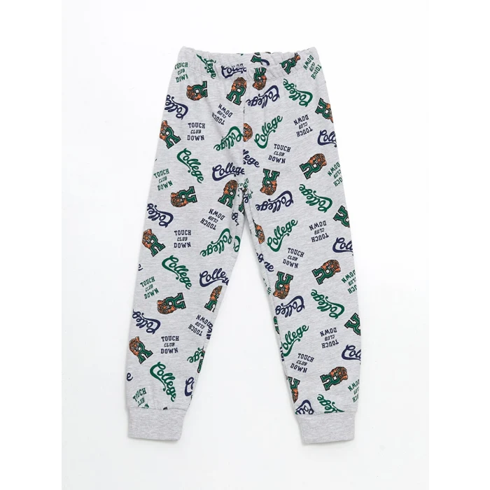 LCW Kids Gri Bisiklet Yaka Erkek Çocuk Pijama Takımı