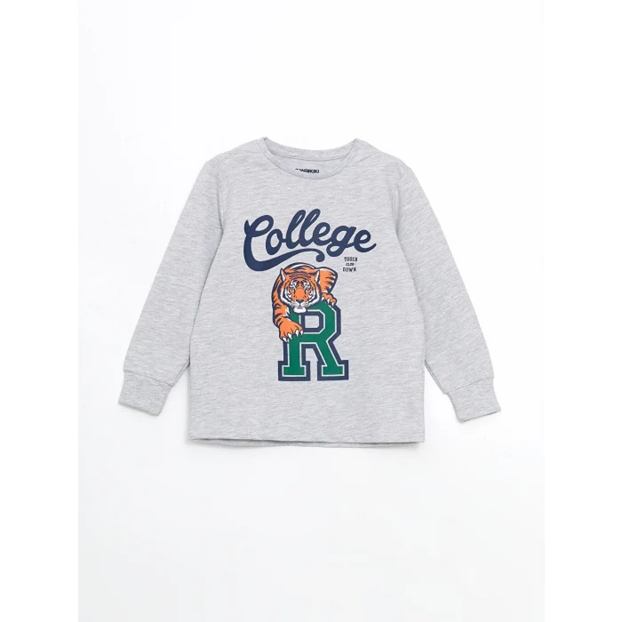 LCW Kids Gri Bisiklet Yaka Erkek Çocuk Pijama Takımı