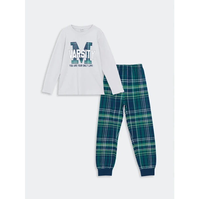 LCW Kids Gri Bisiklet Yaka Erkek Çocuk Pijama Takımı