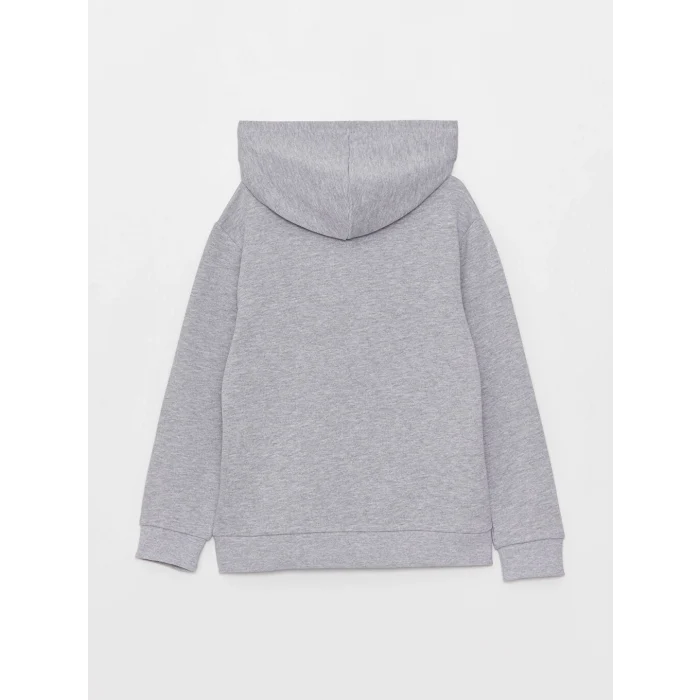 LCW Kids Gri Kapüşonlu Baskılı Uzun Kollu Erkek Çocuk Sweatshirt