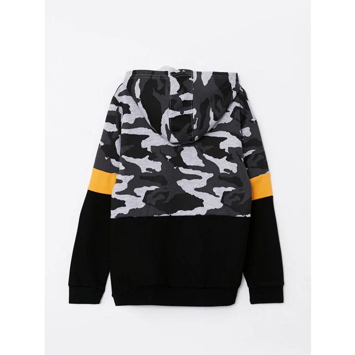 LCW Kids Gri Kapüşonlu Baskılı Uzun Kollu Erkek Çocuk Sweatshirt