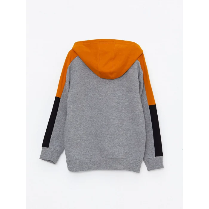LCW Kids Gri Kapüşonlu Baskılı Uzun Kollu Erkek Çocuk Sweatshirt