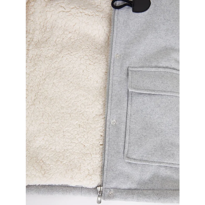 LCW Kids Gri Kapüşonlu Kız Çocuk Kaşe Kaban