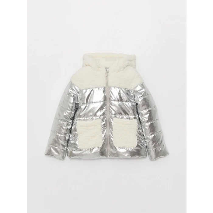 LCW Kids Gri Kapüşonlu Kız Çocuk Şişme Mont