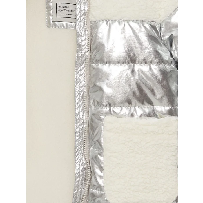 LCW Kids Gri Kapüşonlu Kız Çocuk Şişme Mont