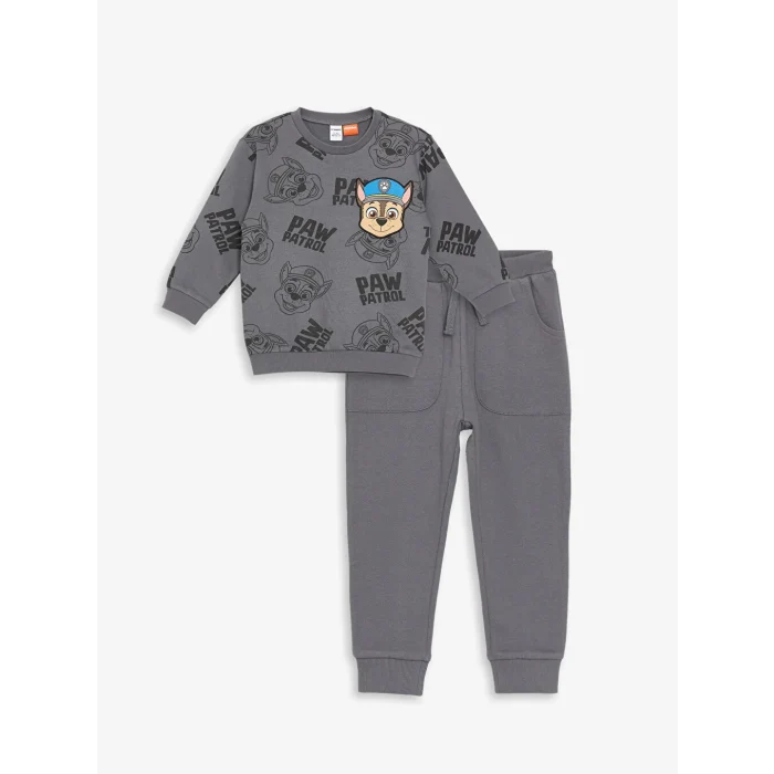 LCW Kids Gri Paw Patrol Baskılı Erkek Çocuk Sweatshirt ve Eşofman Alt 2li Takım