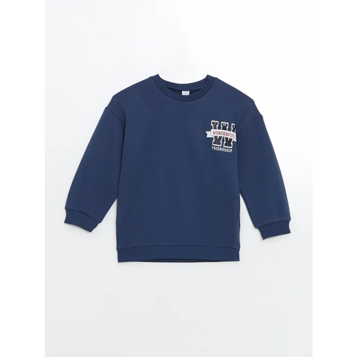 LCW Kids İndigo Bisiklet Yaka Erkek Çocuk Sweatshirt ve Eşofman Alt 2li