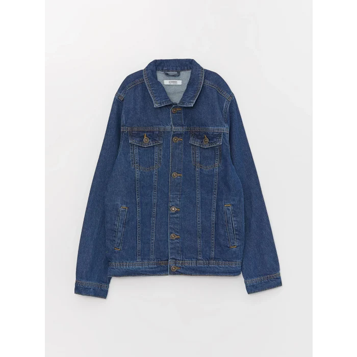 LCW Kids İndigo Gömlek Yaka Erkek Çocuk Jean Ceket