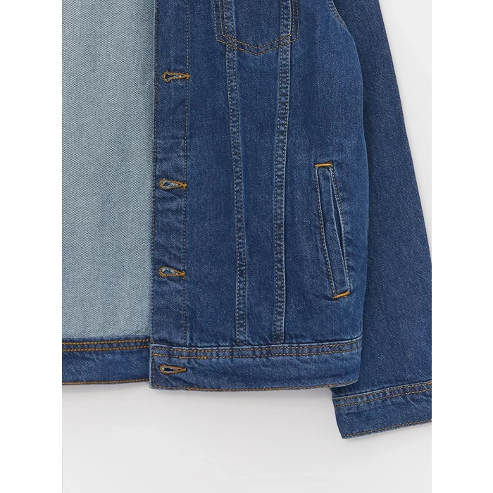 LCW Kids İndigo Gömlek Yaka Erkek Çocuk Jean Ceket