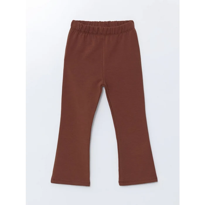 LCW Kids Kahverengi Bisiklet Yaka Çizgili Kız Çocuk Sweatshirt ve Tayt 2li Takım