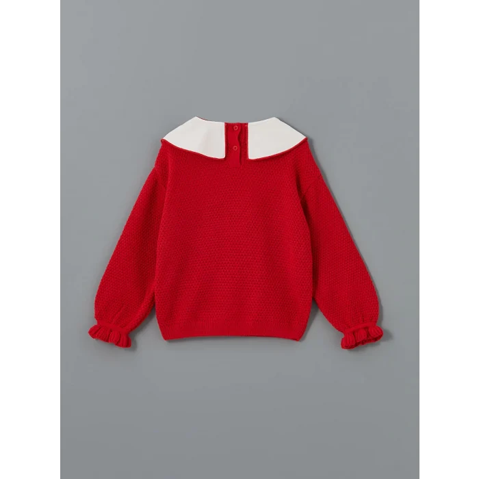 LCW Kids Kırmızı Bebe Yaka Kız Çocuk Kazak