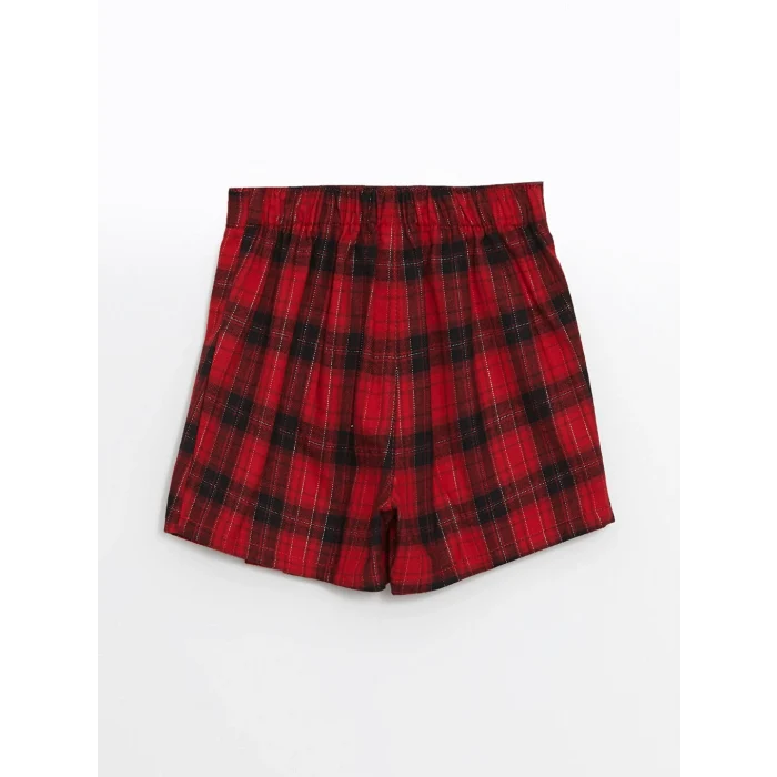 LCW Kids Kırmızı Beli Lastikli Ekose Kız Çocuk Şort Etek